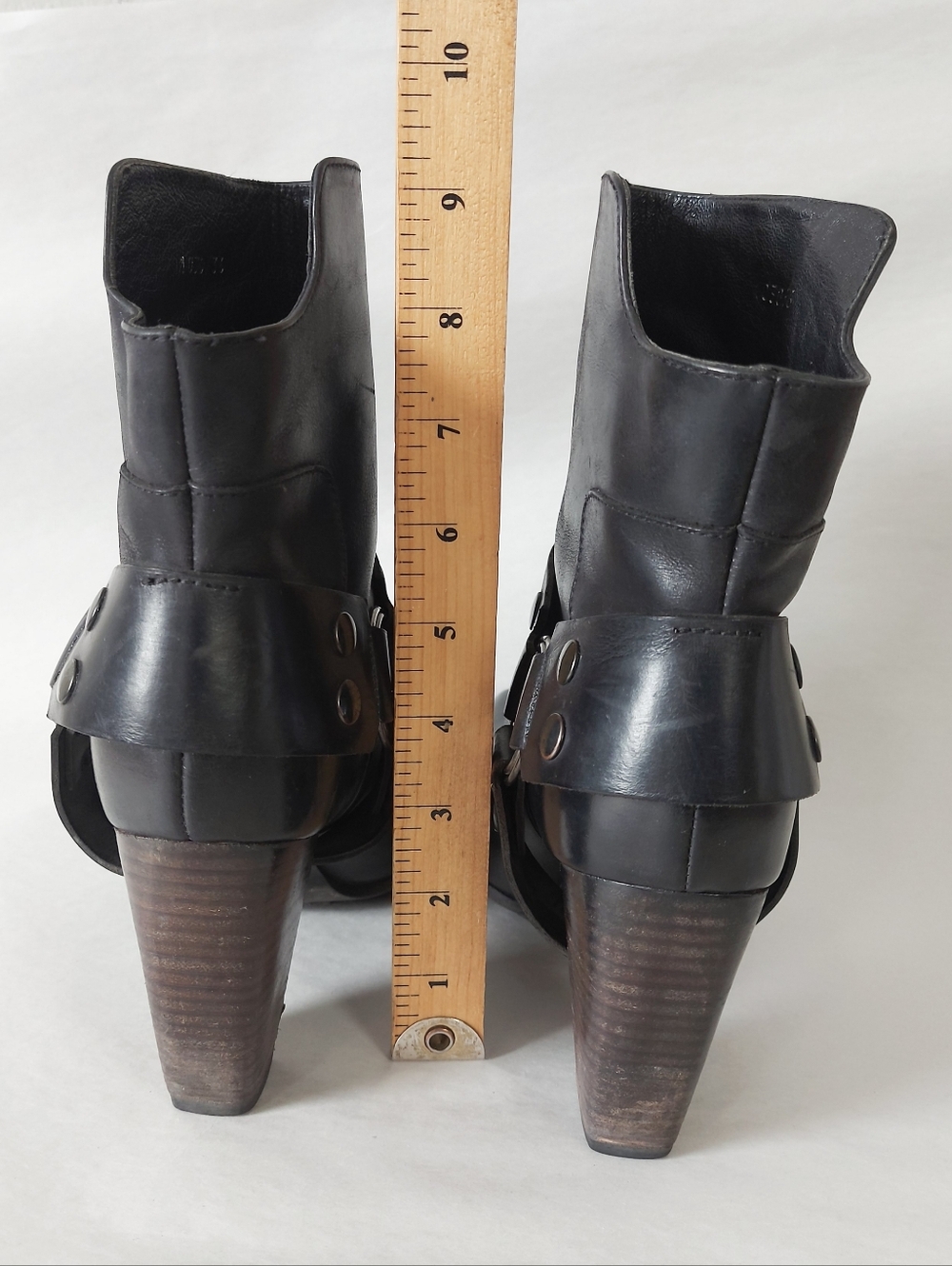 Elisanero Women Ring Harness Studs Stacked Block Heel Biker Ankle Boots Size 36 - Picture 7 of 13